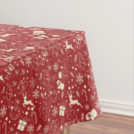 Red snowflakes deer pattern - Xmas gifts Tablecloth #homedecor #xmas #christmas #festive #tablecloths Snowflake Table, Red Snowflakes, Deer Pattern, Table Cloths, Decor Table, Table Accessories, Table Decoration, Winter Holidays, Xmas Gifts