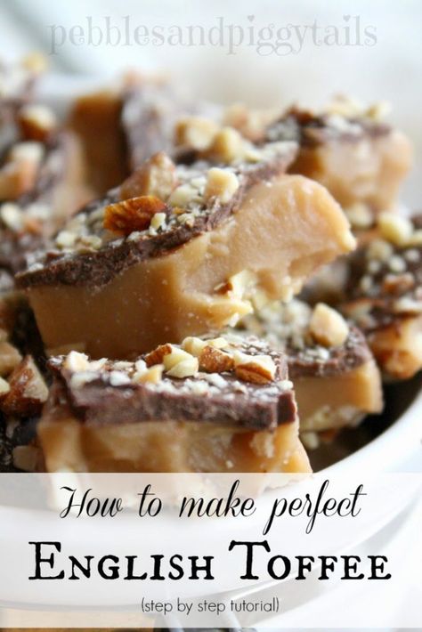 Perfect English Toffee Tutorial | Making Life Blissful English Toffee Recipe, Homemade Toffee, Toffee Recipe, English Toffee, Perfect English, Candy Recipes Homemade, Homemade Candies, Candy Desserts, Yummy Sweets