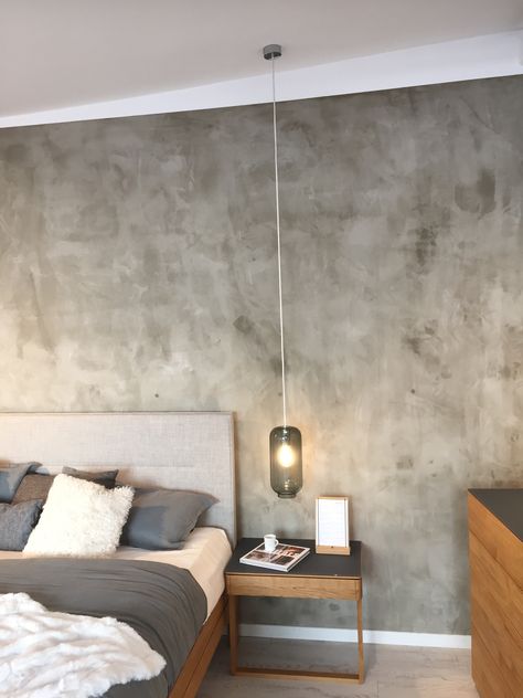 Cement Wall Bedroom Ideas, Concrete Walls Interior Bedroom, Cement Accent Wall Bedroom, Concrete Wall Bedroom Interior Design, Cement Bedroom Wall, Concrete Wash Wall, Bedroom Cement Wall, Cement Wall Bedroom, Minimalist Concrete Bedroom