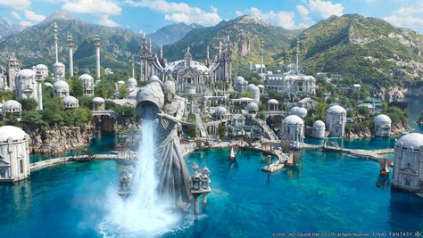 Old Sharlayan CG Art from Final Fantasy XIV: Endwalker #art #artwork #gameart #gameartwork #videogameart #finalfantasy14 #finalfantasy14endwalker #finalfantasy14art #ff14 #ff14art #ffxiv #ffxivart #finalfantasyxiv #finalfantasy #finalfantasyart #endwalker #environmentdesign Fantasy Cities, Kingdom City, Final Fantasy Artwork, Final Fantasy Art, Fantasy City, Fantasy Castle, Fantasy Places, Island Getaway, Final Fantasy Xiv