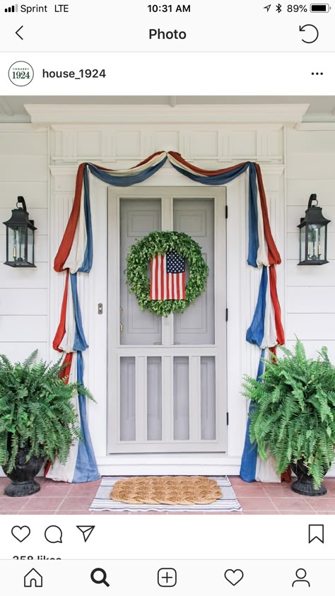 Patriotic Porch, 4th July Crafts, Fourth Of July Decor, Coastal Grandmother, 4th Of July Celebration, 4th Of July Decorations, Patriotic Holidays, July Crafts, 4th Of July Party