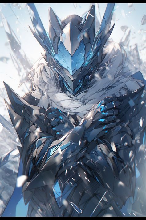 Ice Armor Art, Exo Armor, Powered Armor, Ice Armor, Futuristic Armor, Pretty Artwork, Seven Deadly Sins Anime, Knight Art, Power Armor