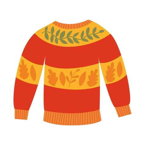 Cartoon knitted hand made autumn sweater. Vector ugly autumn sweater clipart Sweater Clipart, Autumn Sweater, The Cartoon, Fall Sweaters, Being Ugly, Vector Art, Hand Made, Clip Art