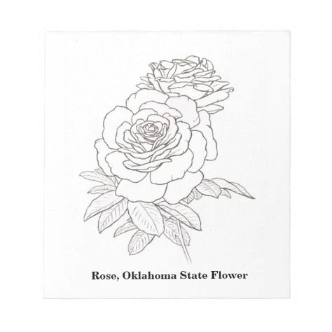 Oklahoma Rose, State Flower of Oklahoma Note Pad Oklahoma Tattoo, Oklahoma Rose, Stamp Drawing, Rose Flower Tattoos, Blue Rose Tattoos, Birthday Tattoo, Rose Drawing, Rose Images, Oklahoma State