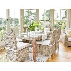 Orangery Kitchen, Glass Dinning Table, Dining Room Trends, Conservatory Ideas, Conservatory Furniture, Furniture Rattan, Conservatory Dining Room, Dinning Set, Rattan Dining