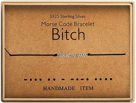 Link goes to amazon. Morse Code Bitch Bracelet 925 Sterling Silver Handmade Bead Adjustable String Bracelets Inspirational Jewelry for Women Morse Code Messages, Code Messages, Breathe Bracelet, Best Friend Bracelets, Coded Message, Nice Person, Morse Code Bracelet, Friend Bracelets, Presents For Her