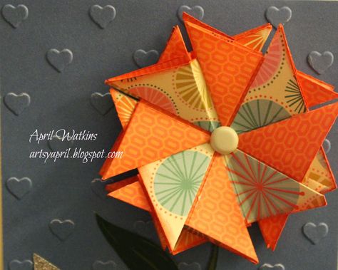 Artsy April: Teabag Fold Flower Card, including video tutorial Tea Bag Folding Instructions, Teabag Folding Cards, Tea Bag Folding Cards, Teabag Folding Instructions, Fabric Origami Tutorial, Origami Mandala, 3d Paper Star, Teabag Folding, Iris Paper Folding