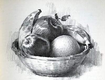 Fruit Pencil Drawing, Fruit Bowl Drawing, Fruit Basket Drawing, Fruit Sketch, Pencil Drawing Ideas, Andrew Loomis, Candle Drawing, Shading Drawing, Basket Drawing