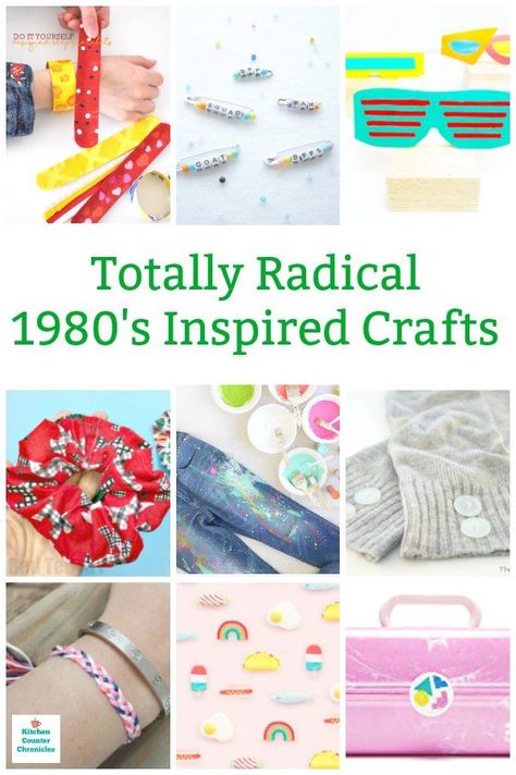 A blast from the past! Cool collection of 80's inspired craft projects...safety pins, scrunchies, splatter paint and more! Fun crafts for teens and tweens.  #1980scraftsforkids #1980scraftideas #1980sfashiondiy #craftsforteens #craftsfortweens #coolcraftsfortweens 80s Crafts Ideas, 2000s Crafts, 80s Crafts, Cool Craft Ideas, Fun Crafts For Teens, Safety Pin Crafts, Braided Friendship Bracelets, 2023 Ideas, Retro Crafts