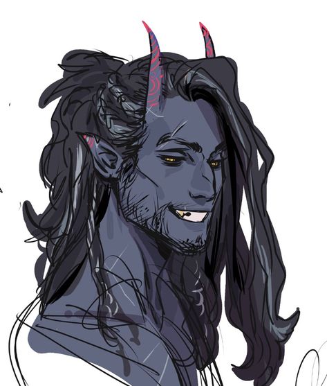 Eldritch Tiefling, Teifling Hairstyles, Dnd Horns, Headless Character, Tiefling Drawing Base, Tiefling Hairstyles, Selune Cleric Character, Tiefling Side Profile, Dnd Rouge