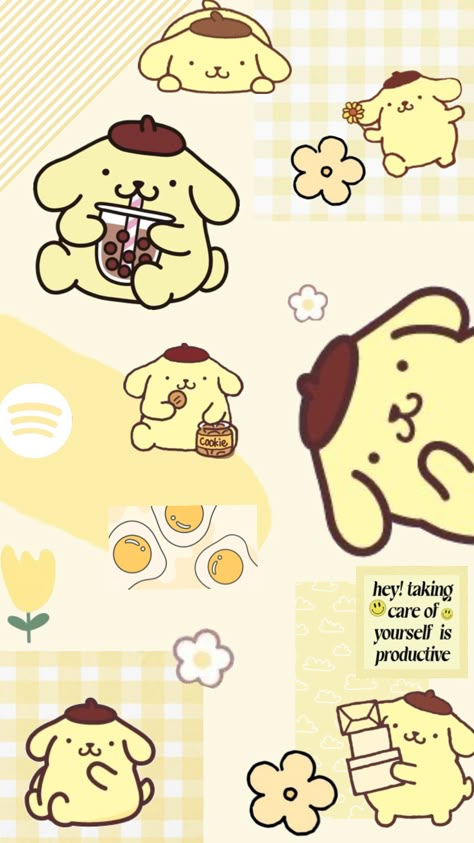 made this for my friend who loves Pompompurin <3 #pompompurin Wallpaper Fofo, Cute Iphone Wallpaper Tumblr, Pink Wallpaper Hello Kitty, Money Wallpaper Iphone, Desain Quilling, Cute Blue Wallpaper, Hello Kitty Characters, Hello Kit, Hello Kitty Drawing