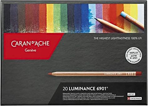 CREATIVE ART MATERIALS Caran D'ache Luminance Colored Pencil Set of 20 (6901.720) Caran Dache, Artist Pencils, Colored Pencil Set, Colour Pencil, Caran D'ache, White Pencil, Coloured Pencils, Watercolor Pencils, Faber Castell