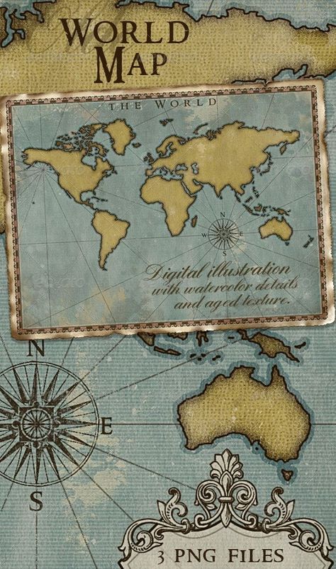 World Map; Vintage Style Artistic, #Map, #Sponsored, #World, #Vintage, #Artistic, #Style Map Of Continents, World Map Vintage, Rat Tattoo, Watercolor Patterns, Navigation Map, Hand Drawn Map, Map Vintage, Land And Sea, Graphics Layout