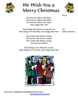 We Wish You a Merry Christmas Song Worksheet Song Worksheet, Teaching Esl Students, Merry Christmas Song, The Christmas Carol, Christmas Mickey Mouse, Teaching Esl, Christmas Mickey, Christmas Song, Christmas Carol