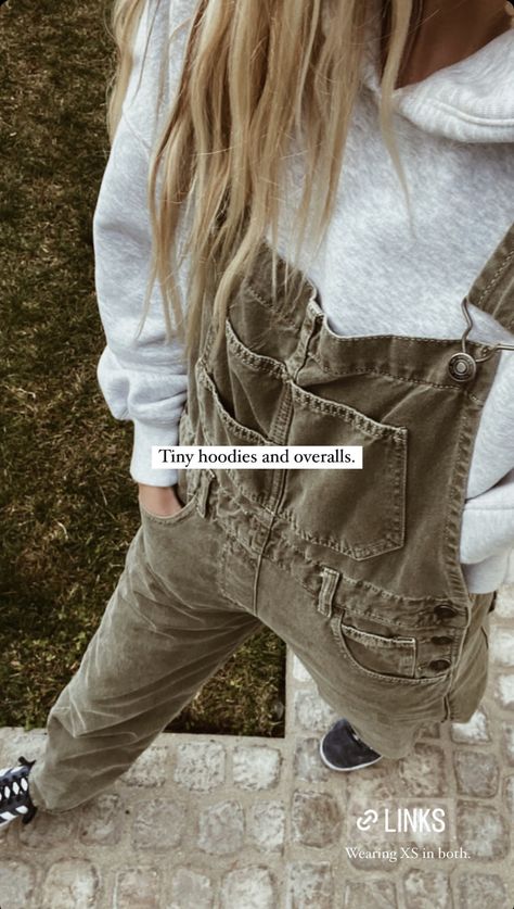 Overalls And Birkenstocks, Overalls And Birkenstocks Outfit, Hoodie Under Overalls, Sweatshirt And Overalls Outfit, Free People Ziggy Overalls Outfits, Flowy Overalls Outfit, Ziggy Overalls Outfit, Overalls With Hoodie, Winter Overalls Outfit