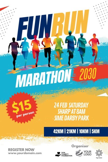 White Joyful Fun Run 5k Poster Template Poste | PosterMyWall Program Layout, Run Program, Marathon Posters, Run 5k, Charity Logos, Kindle Book Cover, Campaign Posters, Blog Header, Facebook Event