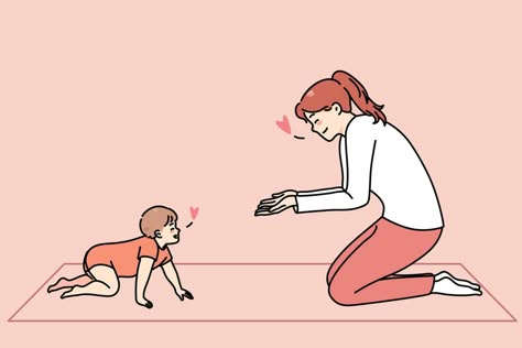 Baby Walking Drawing, Baby Crawling Drawing, Teaching Baby To Walk, Toddler Illustration, Oc Poses, Mother Hood, Teaching Babies, Playing Chess, Have Fun Teaching