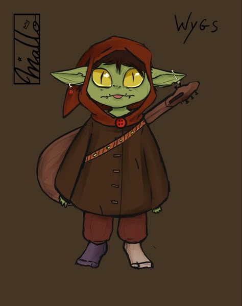 Dnd Goblin bard character Goblin Bard Dnd, Hobgoblin Dnd, Goblin Art Dnd, Goblin Druid, Goblin Bard, Goblin Cute, Orc Bard, Half Goblin, Goblin Dnd