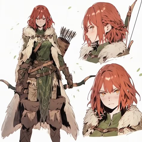 Female Archer Character Art, Female Archer Art, Archer Rpg, Female Dnd Character, Archer Anime, Archer Character Design, Female Archer, Knight Fantasy, Elf Style