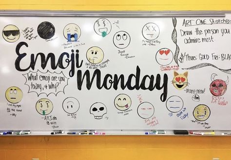 Monday White Board Prompt, Monday Whiteboard Prompt, Monday Whiteboard, What Emoji, Whiteboard Prompts, Classroom Whiteboard, Whiteboard Messages, Daily Questions, Morning Board