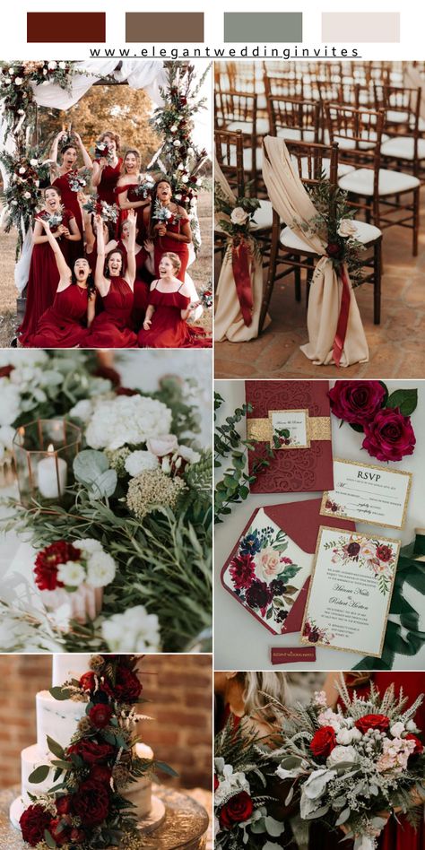 rustic burgundy and sage wedding ideas Sage Green And Burgundy Wedding Wedding Table Decor, Sage Green And Red Wedding Theme, Sage Green And Red Wedding, Burgundy And Sage Wedding, Red And Sage Green Wedding, Burgundy And Sage Green Wedding, Sage Green And Burgundy Wedding, Sage Wedding Ideas, Classic Neutral Wedding