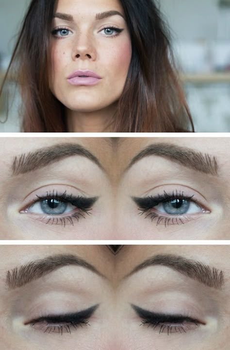 winged eyeliner Soft Winged Eyeliner, Easy Winged Eyeliner, Eyeshadow For Green Eyes, Winged Eyeliner Tutorial, Simple Eyeliner, Linda Hallberg, Stage Makeup, Winged Liner, Eyeliner Tutorial