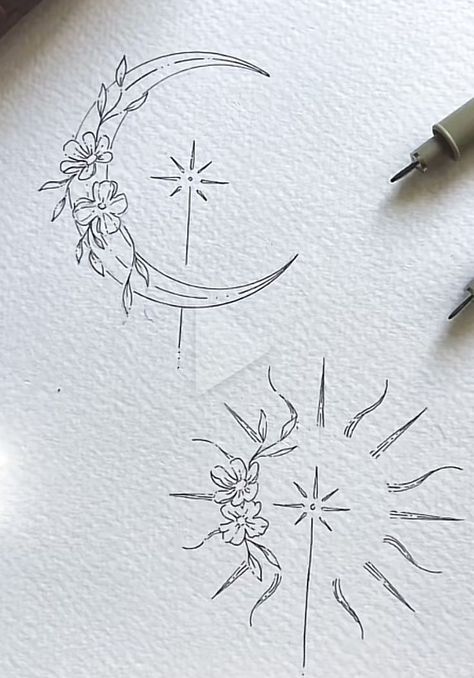 Sun And Moon Tattoo Back Of Neck, Sun And Moon Tattoos Matching, Matching Moon And Sun Tattoos, Sun And Moon Tattoo Matching Best Friends, 2024 Drawing, A Small Tattoo, Clavicle Tattoo, Lotr Tattoo, Whimsical Tattoos