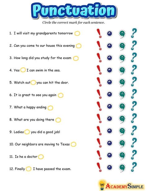 Pictures Of Question Marks, Punctuation Activities, Punctuation Rules, Math Multiplication Worksheets, Common App Essay, Punctuation Worksheets, Printable Alphabet Worksheets, Worksheets For Grade 3, 4th Grade Writing