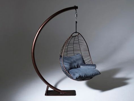 Powder coated steel hanging chair stand HALF CIRCLE by Studio Stirling Outdoor Hanging Chair Stand, Circle Armchair, Hanging Chair Hardware, Circle Ring Hanging Chair, Modern Hanging Chairs The Home Depot, Hanging Chair Teal, Hanging Chair With Stand, Hanging Furniture, Support Structure