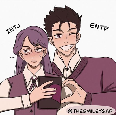 MBTI ships  -  Credit: @thesmileygad Mbti Soulmate, Intj Women Art, Entj X Entp Ship, Intj Woman Fanart, Entp X Intj Relationship, Entp Intj Relationship, Entp X Intj Fanarts, Entj And Intj, Intj Ships