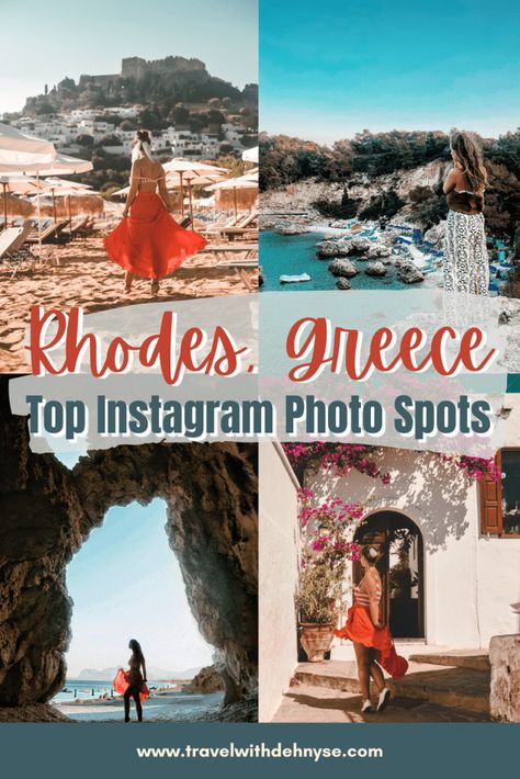 Most Instagrammable Places in Rhodes, Greece - TravelwithDehnyse Rhodes Outfits, Rhodes Greece Photo Ideas, Things To Do In Rhodes Greece, Rhodes Instagram Spots, Rodos Greece, Rhodes Greece Photography, Rhodes Greece Beach, Rhodes Town Greece, Greece Rhodes