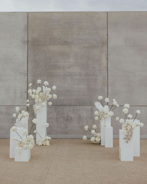 Bloodwood Botanica | by emilia (@bloodwoodbotanica) • Instagram photos and videos Minimal Wedding Ceremony Flowers, Contemporary Wedding Decorations, Minimalist Altar Design, Modern Mexico Wedding, Minimal Wedding Altar, Altar Backdrop Wedding, Unique Wedding Florals, Wedding Altar Design, Modern Altar