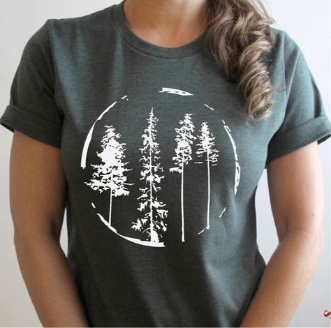 Tree Circle, Circle Graphic, Projets Cricut, Nature Shirts, Tree Shirt, Hiking Shirts, Graphic Top, Graphic Tops, Branded Shirts