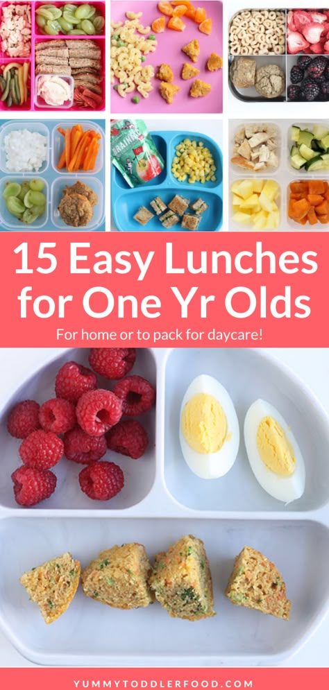 1 Year Lunch Ideas, One Year Old Food Recipes, Lunch Ideas For A One Year Old, Lunches For Babies 1 Year, Lunch Ideas For 1 Year Daycare, 1 Year Snack Ideas, Foods For A One Year Old, Lunch Ideas For 18month Old, Healthy Toddler Lunches For Daycare