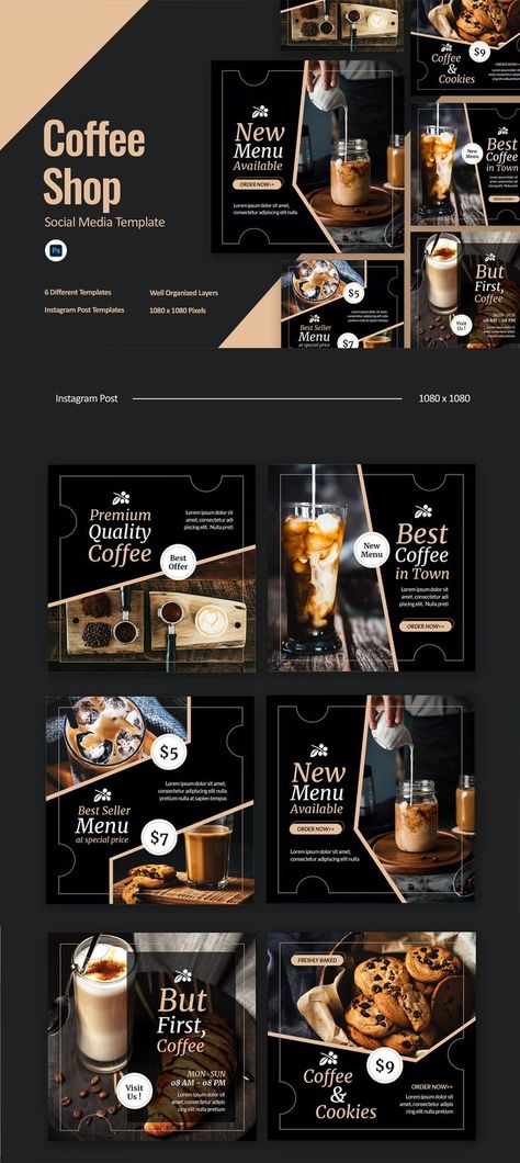 Coffee Shop Instagram, Coffee Instagram, Coffee Cookies, New Menu, Strong Coffee, Graphic Design Tips, Coffee Cozy, Latte Art, Instagram Story Template