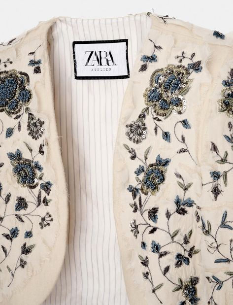 Zara Embroidered Shirt, Embroidered Blazer, Emb Designs, Embroidery Shoes, Couture Embroidery, Embroidered Wool, Creative Embroidery, Embroidery Motifs, Hand Embroidery Art