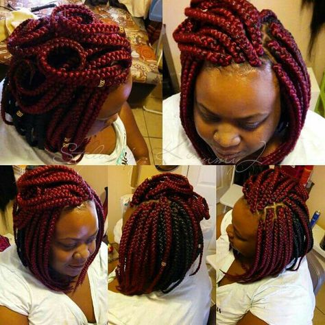 Medium large two toned bob ...box braids Braid Mohawk, Curly Girl Problems, Bob Box Braids, Bob Meme, Braided Bob, Braids Bob, Pixie Braids, Box Braids Bob, Cornrows Braids For Black Women