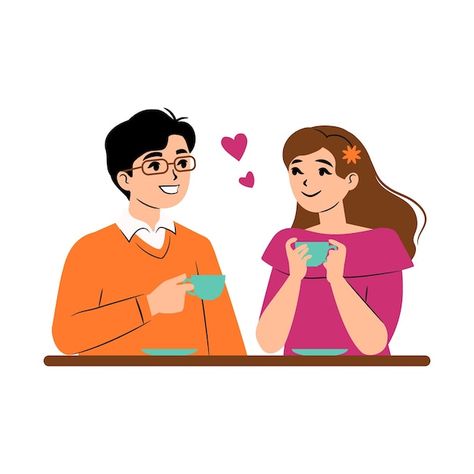 Happy couple in love having tea or coffe... | Premium Vector #Freepik #vector #man #lovely #leisure #colorful Wonderful Wednesday, Man Illustration, Couple In Love, Psd Icon, Tea Or Coffee, Couple Cartoon, Iconic Photos, Couples In Love, Happy Couple