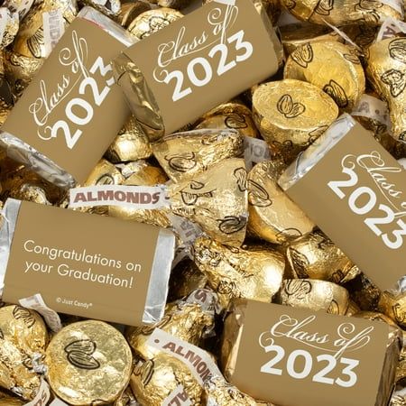 Celebrate with candy! Add your personal touch to your graduation party favors or candy buffet with this custom wrapped Class of 2023 graduation candy mix. Candy orders ship with cold pack packaging as needed. Size: Gold. Candy Orders, 50th Anniversary Party Favors, Anniversary Party Favors, Hershey Candy, Graduation Candy, Hershey Miniatures, Giant Candy, 50th Anniversary Party, 2023 Graduation