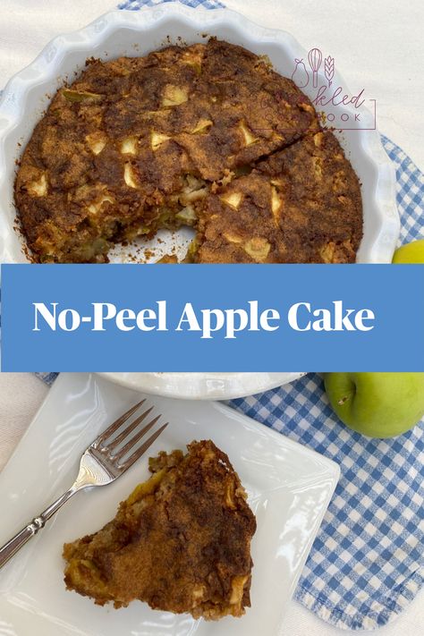 No-Peel Apple Cake is VERY easy to make, no need to peel the apples and the aroma while it's baking is absolutely divine. This is a moist cake, delicious served warm from the oven. Simple Apple Cake, Healthy Apple Desserts, Moist Apple Cake, Cake Apple, Easy Apple Cake, Doughnut Muffins, Apple Cake Recipe, Snack Cakes, Food Holidays