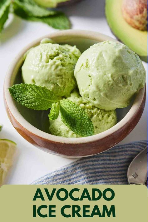 Avocado Ice Cream Recipe, Avocado Dessert, Avocado Ice Cream, Making Homemade Ice Cream, Homemade Guacamole, No Churn Ice Cream, Filipino Desserts, Healthy Comfort Food, Ice Cream Machine