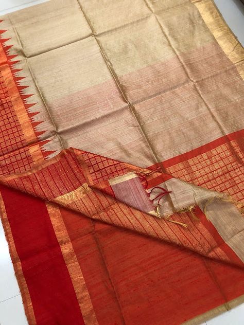 Handloom Khadi Silk Sarees Red And White Saree, Sarees Elegant, Bird Coloring, Sarees South Indian, Bridal Sarees South Indian, Lehenga Red, Elegant Fashion Wear, Khadi Saree, Raw Silk Saree