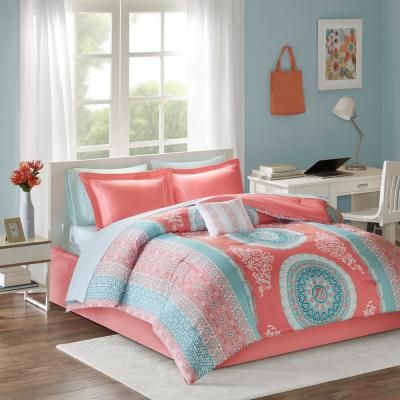 Coral Bedding Sets, Comforter Sets Boho, Home Essence, Twin Xl Comforter, Comforter Bedding Sets, Twin Comforter, Bed In A Bag, Teen Bedding