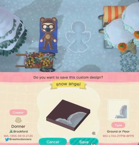 Acnh Snow Angel Code, Acnh Snow Design, Snow Codes Acnh, Acnh Wintercore Island, Acnh Snow Code, Acnh Winter Wonderland Ideas, Animal Crossing Snow Path, Winter Wonderland Acnh, Animal Crossing Design Codes Winter