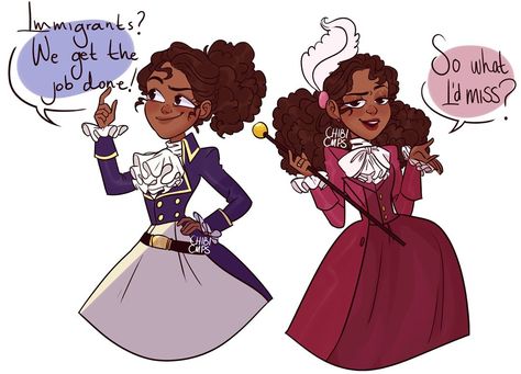 Marquis de Lafayette // Thomas Jefferson genderbend Hamilton Lafayette, Philip Hamilton, Phillip Hamilton, Hamilton Drawings, Pac E Mike, Hamilton Comics, Hamilton Jokes, Daveed Diggs, Ella Enchanted