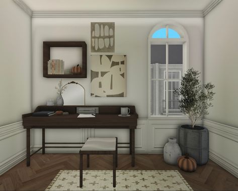 Bloxburg Suburban Bedroom Ideas, Dining Table Bloxburg Ideas, Bloxburg Home Office, Bloxburg Custom Coffee Table, Bloxburg Room Inspo Bedroom, Bloxburg Plant Decals Codes Indoor, Downtown Bloxburg, Desk Ideas Bloxburg, Bloxburg Fall House Interior