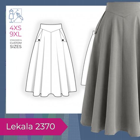 Skirt With Decorative Yoke - Sewing Pattern #2370. Made-to-measure sewing pattern from Lekala with free online download. Women Sewing Patterns, Yoke Skirt, Women Sewing, Apron Sewing Pattern, Pants Sewing Pattern, Sewing Aprons, Skirt Patterns Sewing, Womens Sewing Patterns, Sewing Skirts