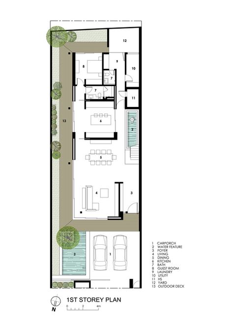 Layout Bedroom, Bungalow Plan, Narrow House Plans, Nha Pho, Two Story House, Long House, Villa Plan, Narrow House, Attic Renovation