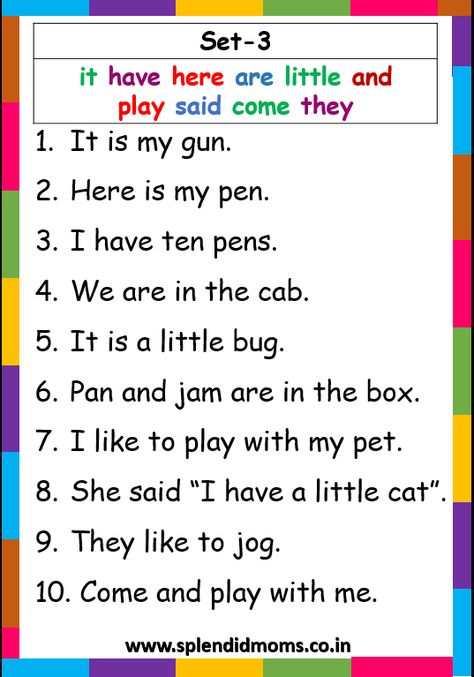 Sight Words - Splendid Moms Remedial Reading, Word Reading, Preschool Sight Words, 3 Letter Words, Cvc Words Kindergarten, Sight Word Sentences, Three Letter Words, Kindergarten Reading Activities, Reading Comprehension Lessons