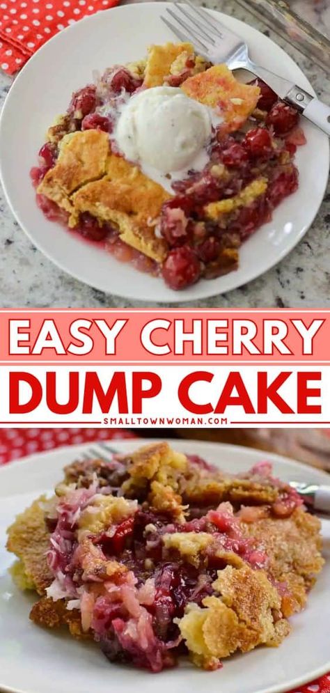 Dump Cake With Pie Filling, Cake With Pie Filling, Easy Cherry Dump Cake, Cherry Dump Cake Recipe, Labor Day Party, 4th Of July Dessert, Easy Summer Dessert, Cherry Dump Cake, Yummy Desserts Easy